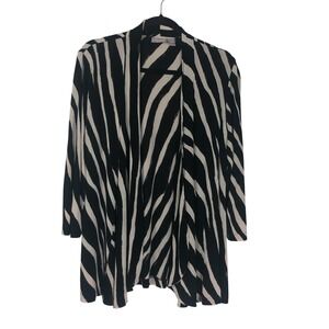 Chico's Travelers‎ Abstract Zebra Print Open Front Cardigan Slinky M Packable